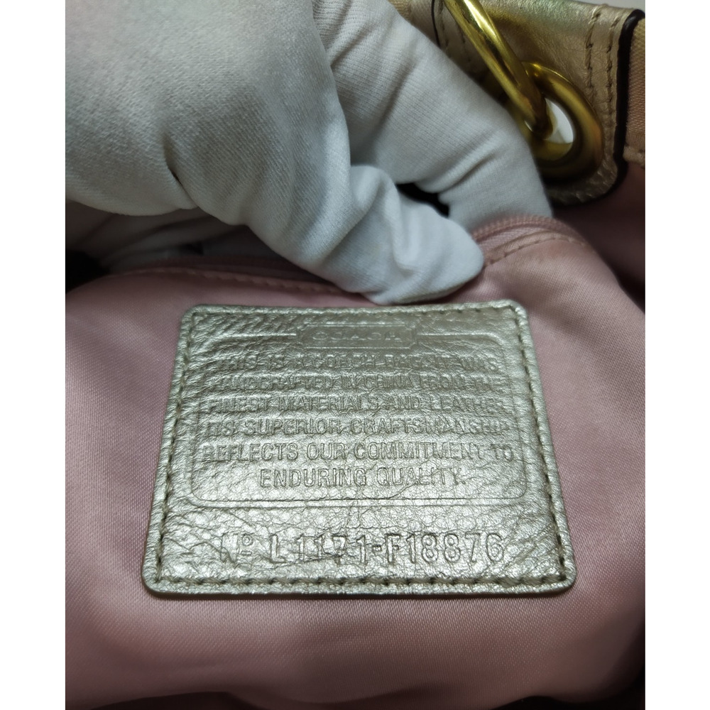 Coach Signature Beige Canvas Leather Trim Front Pocket Double Handles Tote Bag - Picture 12 of 16